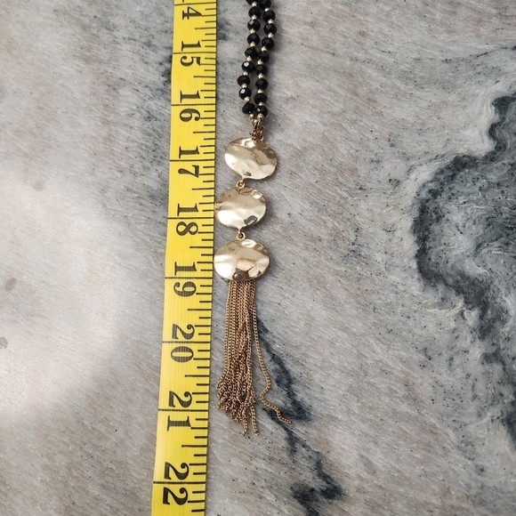 Midnight Elegance Gold Disc Necklace - Picture 6 of 6